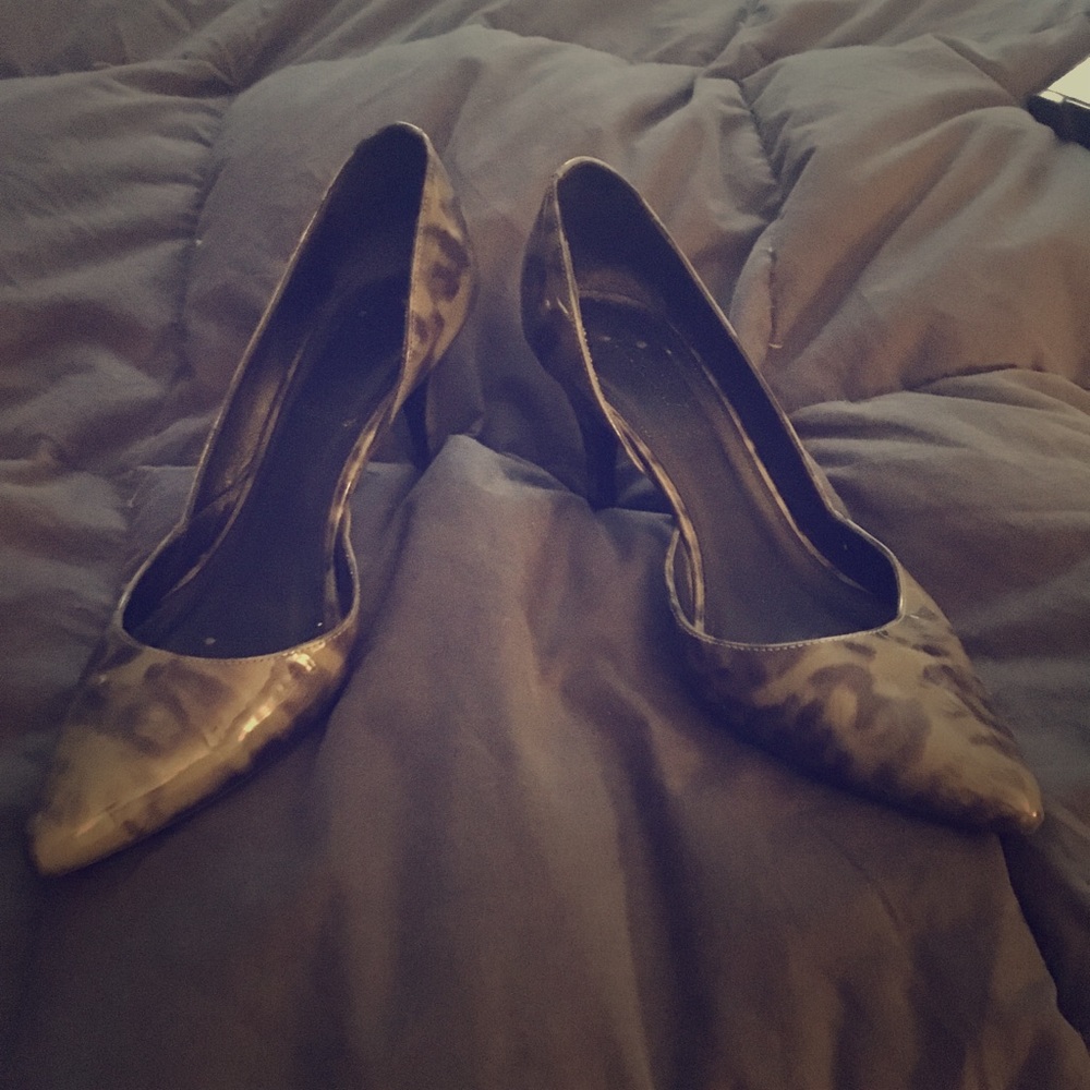 Jcrew patent leather grey leopard pumps